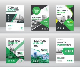 Green styles brochure with flyer cover vector