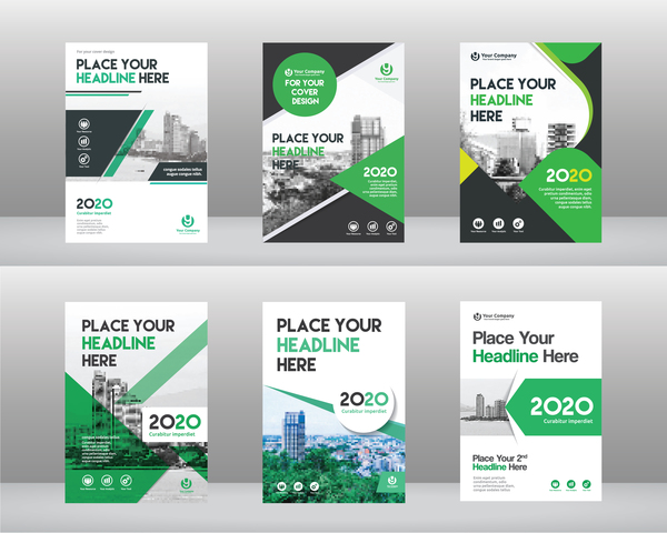 Green styles brochure with flyer cover vector