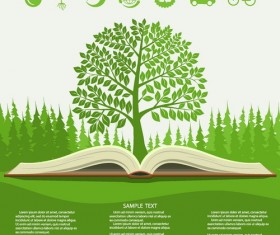 Green tree with book and Eco infographic vector