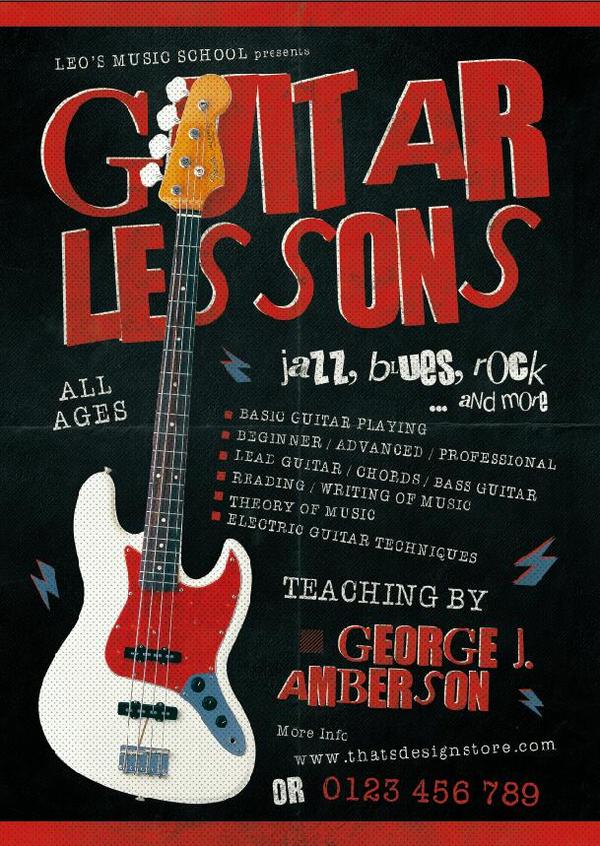 Guitar Lessons Flyer Psd Template