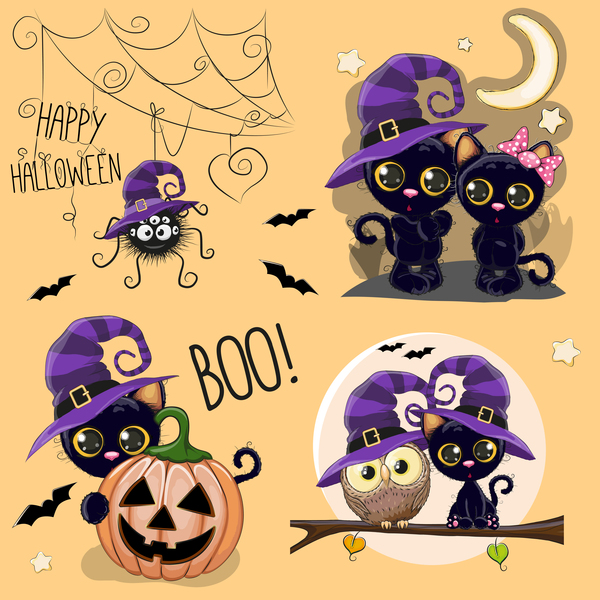 Halloween Cartoon Cute Animal Vector Free Download