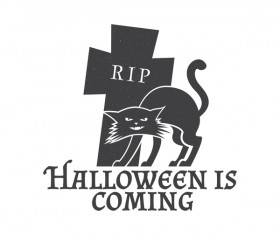 Halloween coming background with cat vector