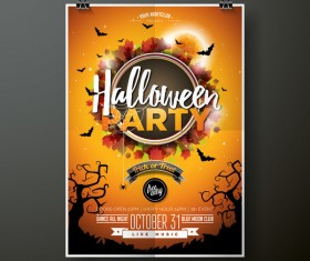 Halloween flyer with poster cover template vector 03
