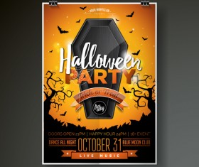 Halloween flyer with poster cover template vector 04