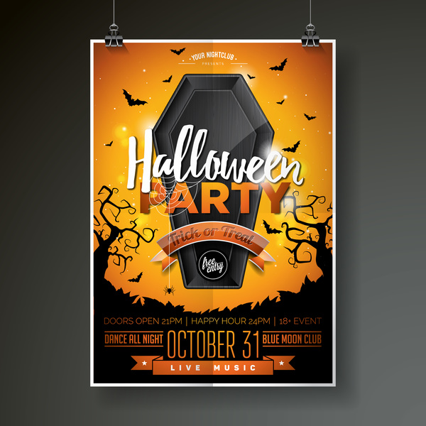 Halloween flyer with poster cover template vector 04