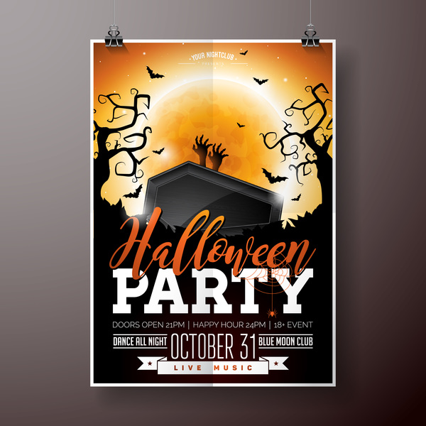Halloween flyer with poster cover template vector 06