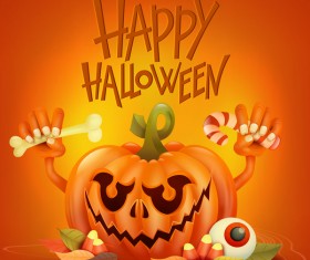 Halloween funny pumpkin design vectors 02
