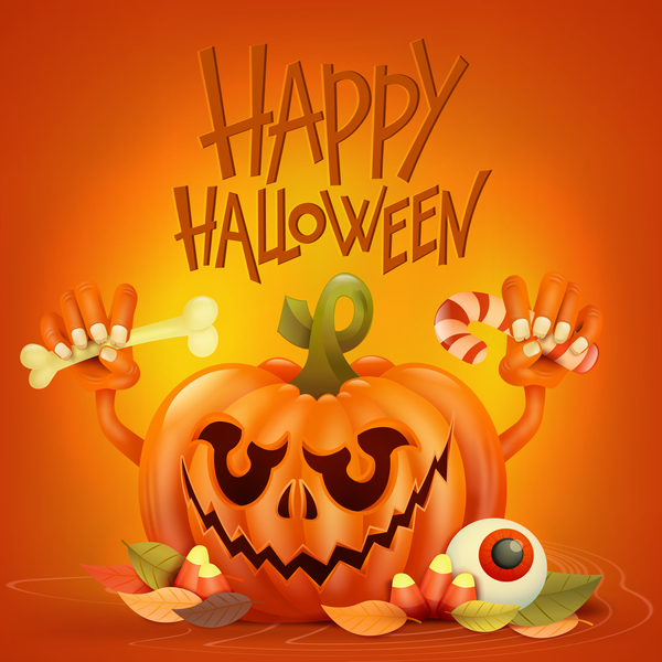 Halloween funny pumpkin design vectors 02