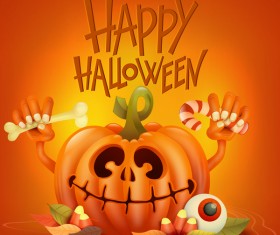 Halloween funny pumpkin design vectors 03