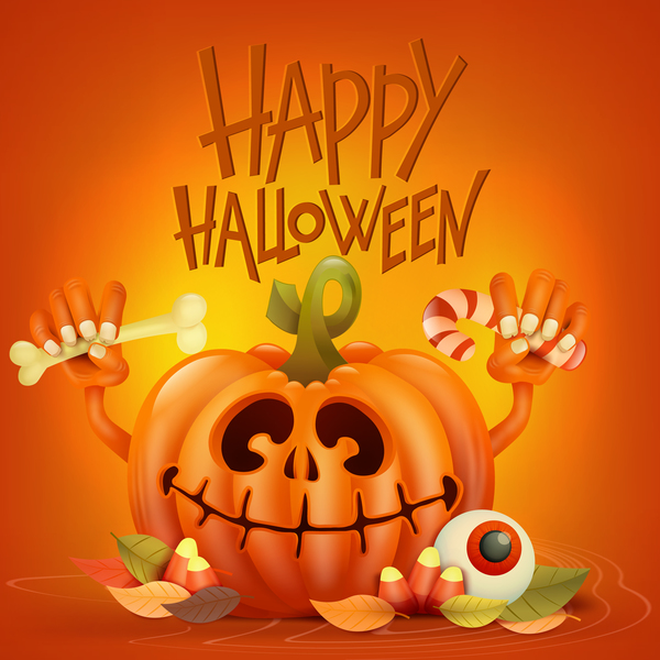 Halloween funny pumpkin design vectors 03