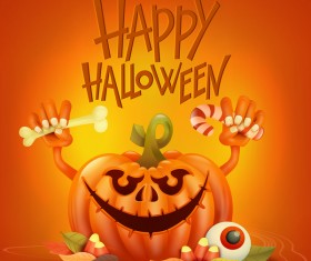 Halloween funny pumpkin design vectors 04