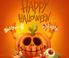 Halloween funny pumpkin design vectors 05
