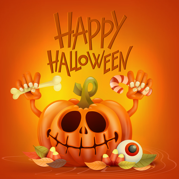 Halloween funny pumpkin design vectors 05