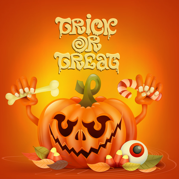 Halloween funny pumpkin design vectors 07