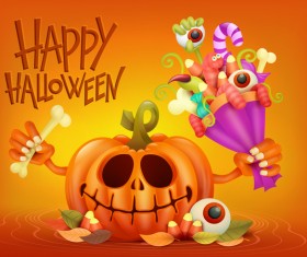 Halloween funny pumpkin design vectors 12