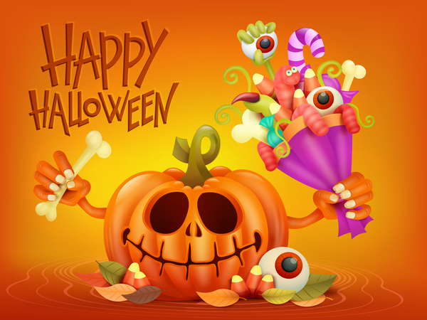 Halloween funny pumpkin design vectors 12