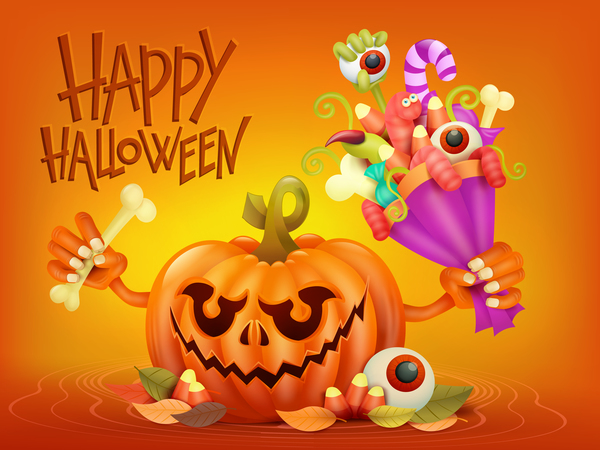 Halloween funny pumpkin design vectors 13