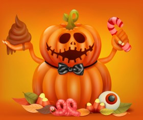 Halloween funny pumpkin design vectors 17