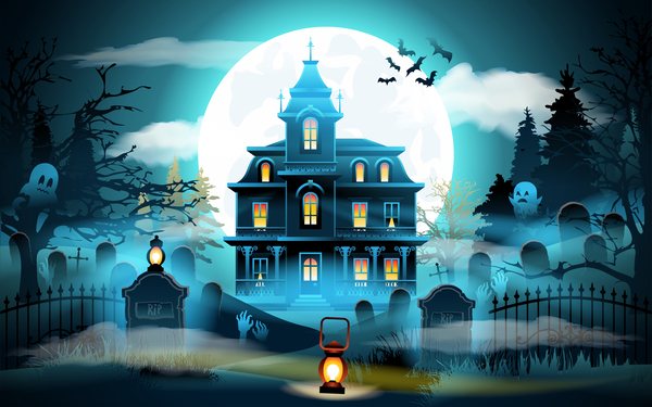 Halloween night background design vector 02