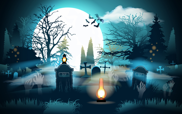 Halloween night background design vector 03