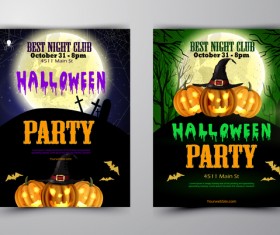 Halloween part poster template design vector set 01