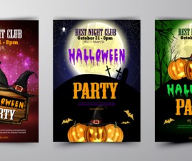 Halloween part poster template design vector set 01 free download