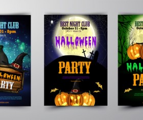 Halloween part poster template design vector set 03