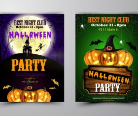 Halloween part poster template design vector set 05