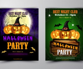 Halloween part poster template design vector set 06