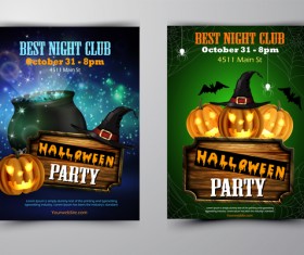 Halloween part poster template design vector set 09