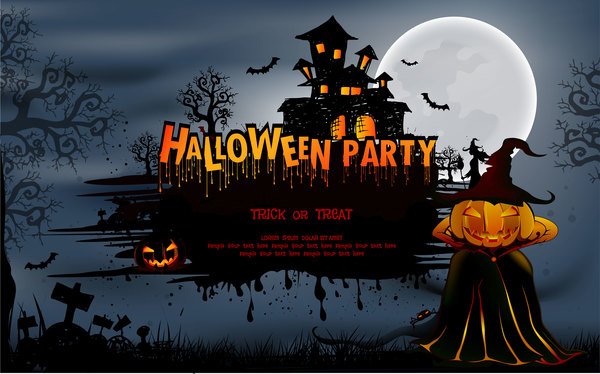 Halloween party background vector material 01