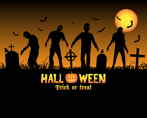 Halloween tirck of treat vector background 03