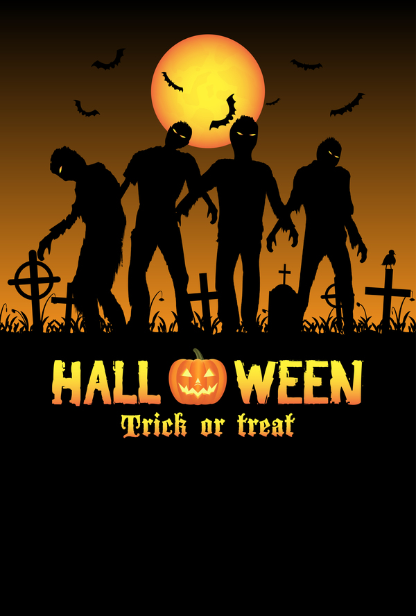 Halloween tirck of treat vector background 04