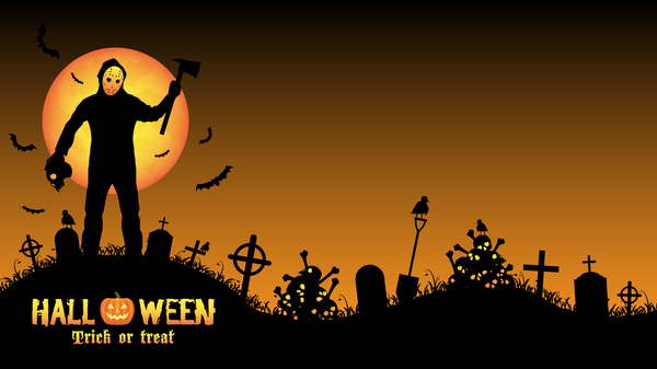 Halloween tirck of treat vector background 11