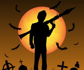 Halloween zombie hunters poster vector design 03