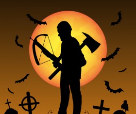 Halloween zombie hunters poster vector design 05