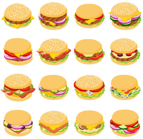 Hamburgers design vector set 02