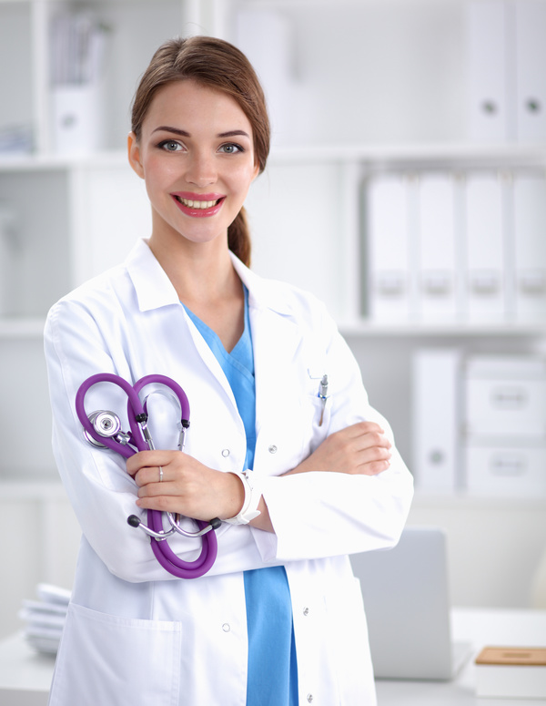 Hand doctor with a stethoscope Stock Photo