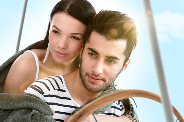 Happy young romantic couple embracing Stock Photo 02