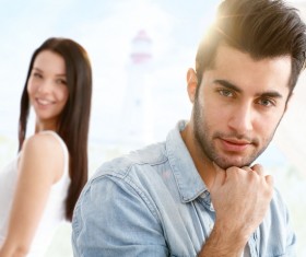 Happy young romantic couple embracing Stock Photo 03