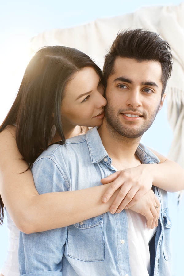 Happy young romantic couple embracing Stock Photo 04