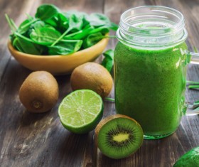 Health pure vegetable juice and kiwi lime Stock Photo
