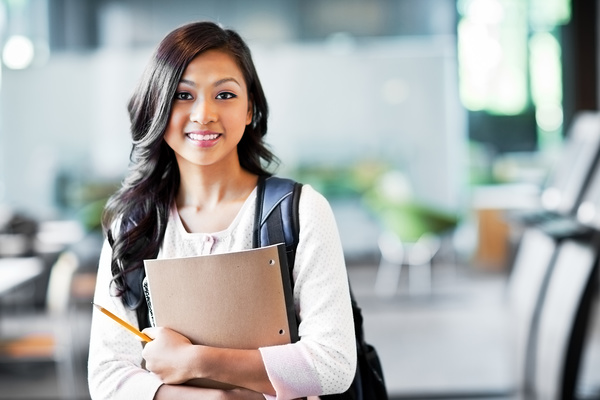 Healthy and beautiful female student Stock Photo