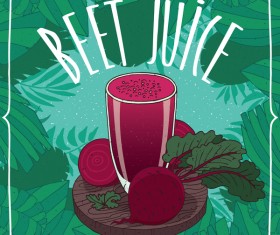 Healthy fresh beet juice vector poster template