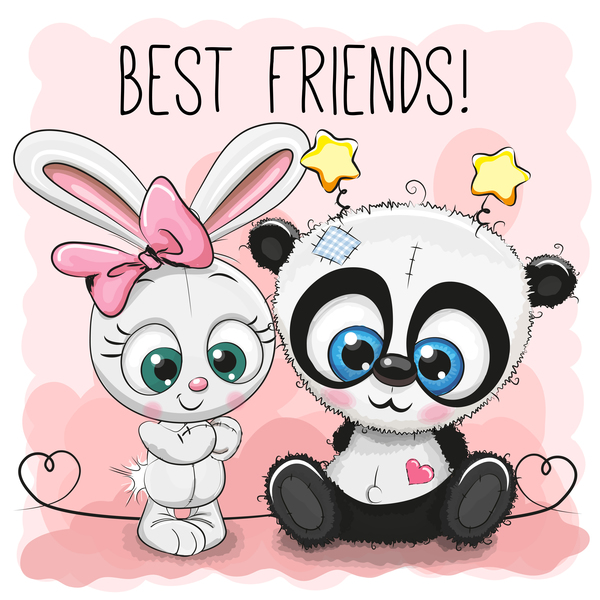 Heart with cute panda cartoon vector 03