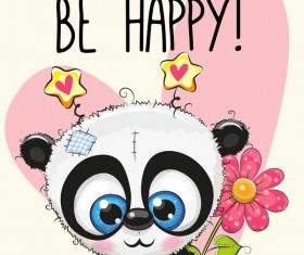 Heart with cute panda cartoon vector 06