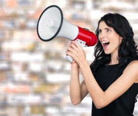 Holding a horn loud people Stock Photo 11