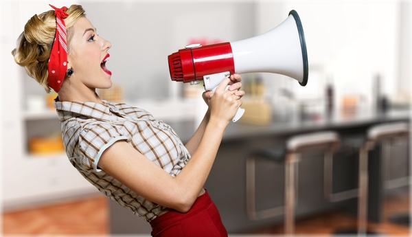 Holding a horn loud people Stock Photo 21