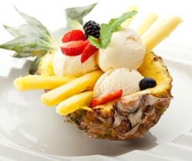 Ice cream and fruit decoration Stock Photo 01