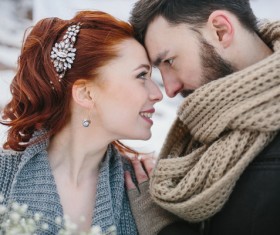 In the winter outdoor intimate couple Stock Photo 01